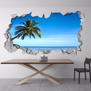 Tropical Beach - 3d wall - 3D Wallpaper - 3d Wall Art - 3d Wall Stickers - Wall Sticker - Wall Decal - 3d Wallpaper - SKU: TROPB3D