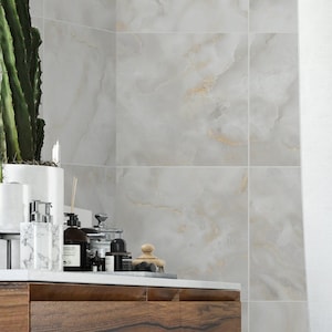 Weißgold Marmor Fliesenaufkleber, Geeignet für Wand und Boden, Badezimmerfliesenmosaikaufkleber, DIY Carrelage, 10er-Packung, SKU:WGMB