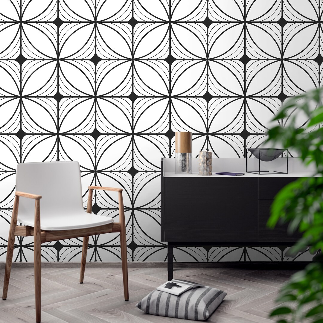 Geometric Art Deco Modern Accent Geometry Wallpaper Removable Wallpaper