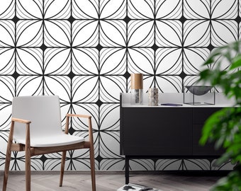 Geometric Art Deco - Modern Accent - Geometry - Wallpaper - Removable Wallpaper - Peel & Stick - Self Adhesive Fabric - SKU: GEAD