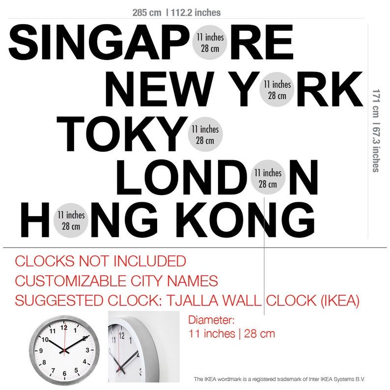 Custom Time Zones World Clocks Workplace Wall Art Multiple Etsy UK