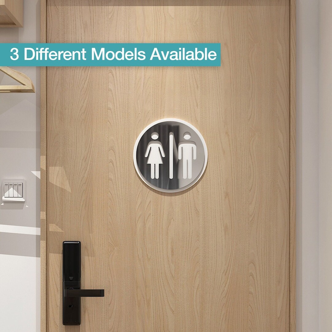 Restroom Door Metal Sign, Bathrooms Man Woman, WC Pictogram, Unisex ...