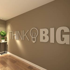 Think Big, Office, Wall, Art, Decor, 3D, PVC, Typography, Inspirational, Motivational, Work, Sucess, Decals, Stickers SKU:THBI image 5