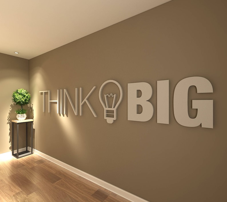 Think Big, Office, Wall, Art, Decor, 3D, PVC, Typography, Inspirational, Motivational, Work, Sucess, Decals, Stickers SKU:THBI image 5