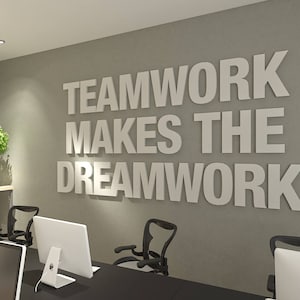 Teamwork makes the Dreamwork, 3D Office Wall Art, Meeting Room Wall Decor, Inspirational and Motivational Art, SKU:TWDW