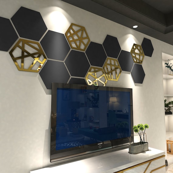 Hexagons Wall Panels 3D Wall Decor Polygon Wall Art Etsy Canada