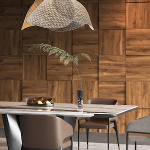 Dark Wood Modular Squares, 3D Decorative Wall Panels, Easy Installation, Wooden Wall Decor, SKU:WOSQ