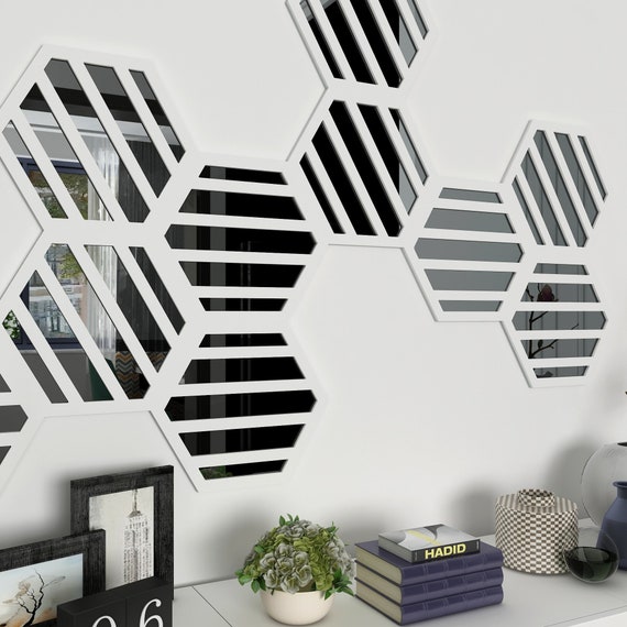Hexagons PVC and Mirror Wall Panels, 3D Wall Decor, Decorative 