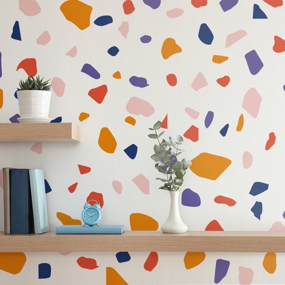 Bright Terrazzo Wall Stickers Terrazzo Decals Modern Wall Etsy