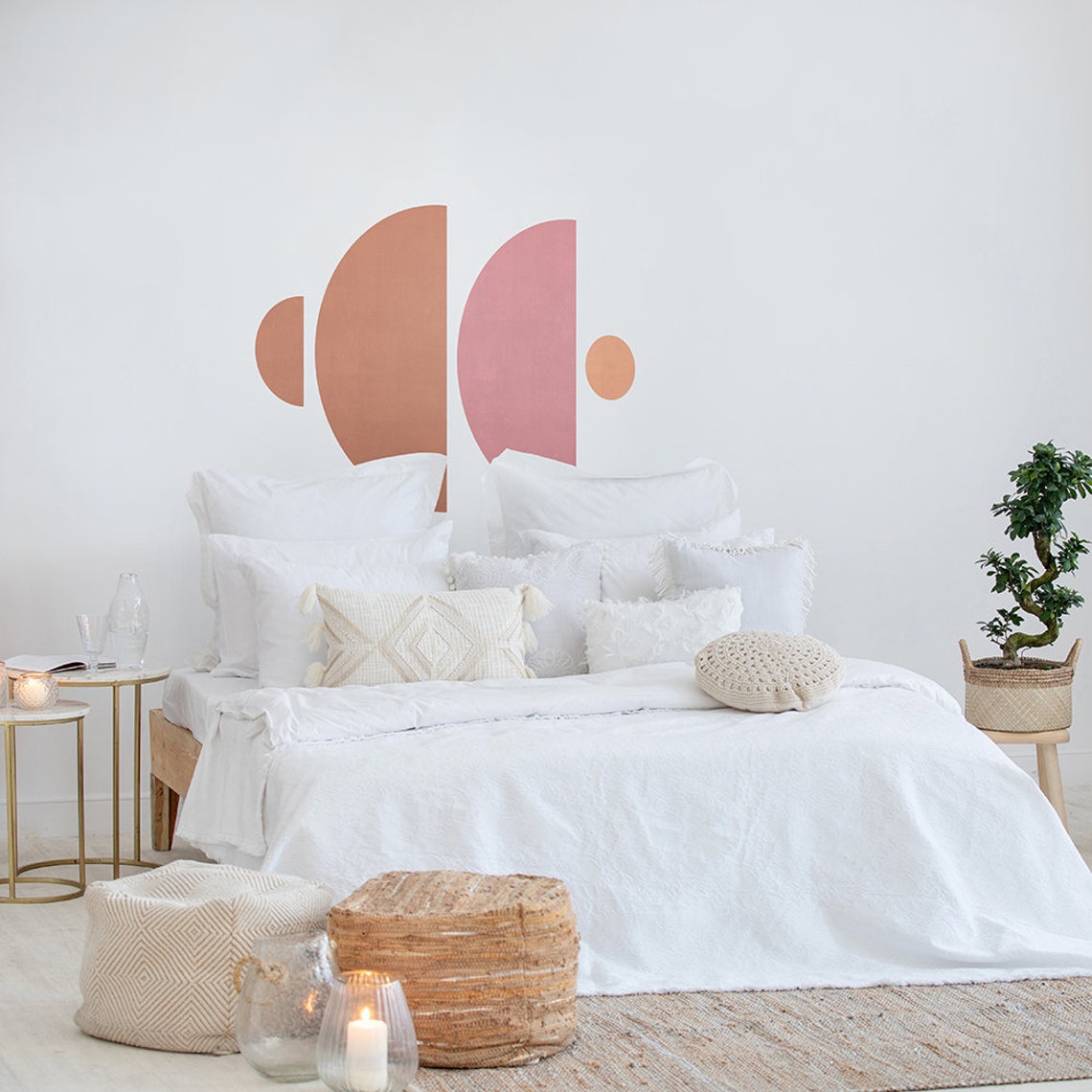 Boho Wall Decal Modern Pink Wall Art Abstract Wall Decal Etsy