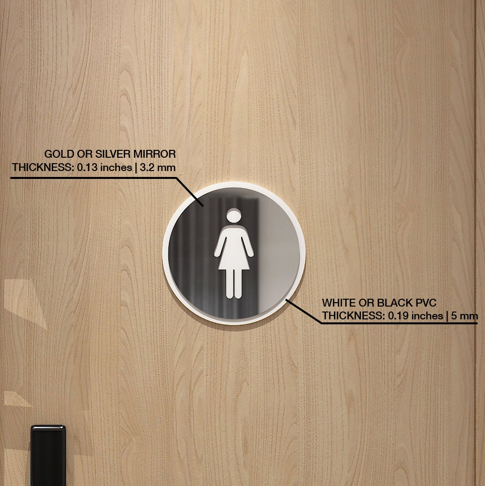 3D WC Pancarte Panneau Métal Aspect Brillant/Mat Autocollant Femme Homme  Plaque de Porte signalisation Toilettes Acrylique/Bois (Femmes, Baie)