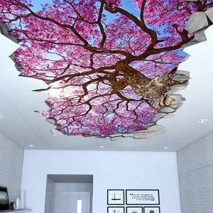 Sakura Cherry Tree Ceiling - 3d Wallpaper - 3d wall decals - 3d printed - 3d wall art - 3d art - Wall Sticker - Wall Decal - SKU: SCT3DW