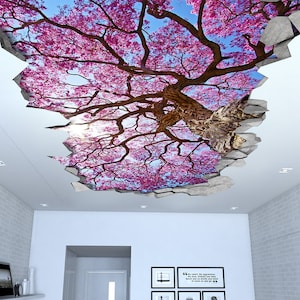 Sakura Cherry Tree Ceiling - 3d Wallpaper - 3d wall decals - 3d printed - 3d wall art - 3d art - Wall Sticker - Wall Decal - SKU: SCT3DW