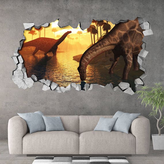 kids room kids decor dinosaurs 3d effect wall sticker | etsy