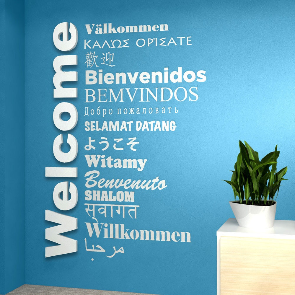 Welcome Sign Multilanguage , for Global Offices, Receptions, Lobbies,  Hotels and Entryways - SKU:WSM - Etsy Sweden, image size:999x999