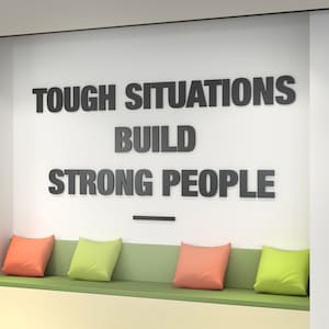 Tough Situations build Strong People - Workplace wall art , Functional Office Décor , Cool Offices, Workplace Decor SKU:TSBSP