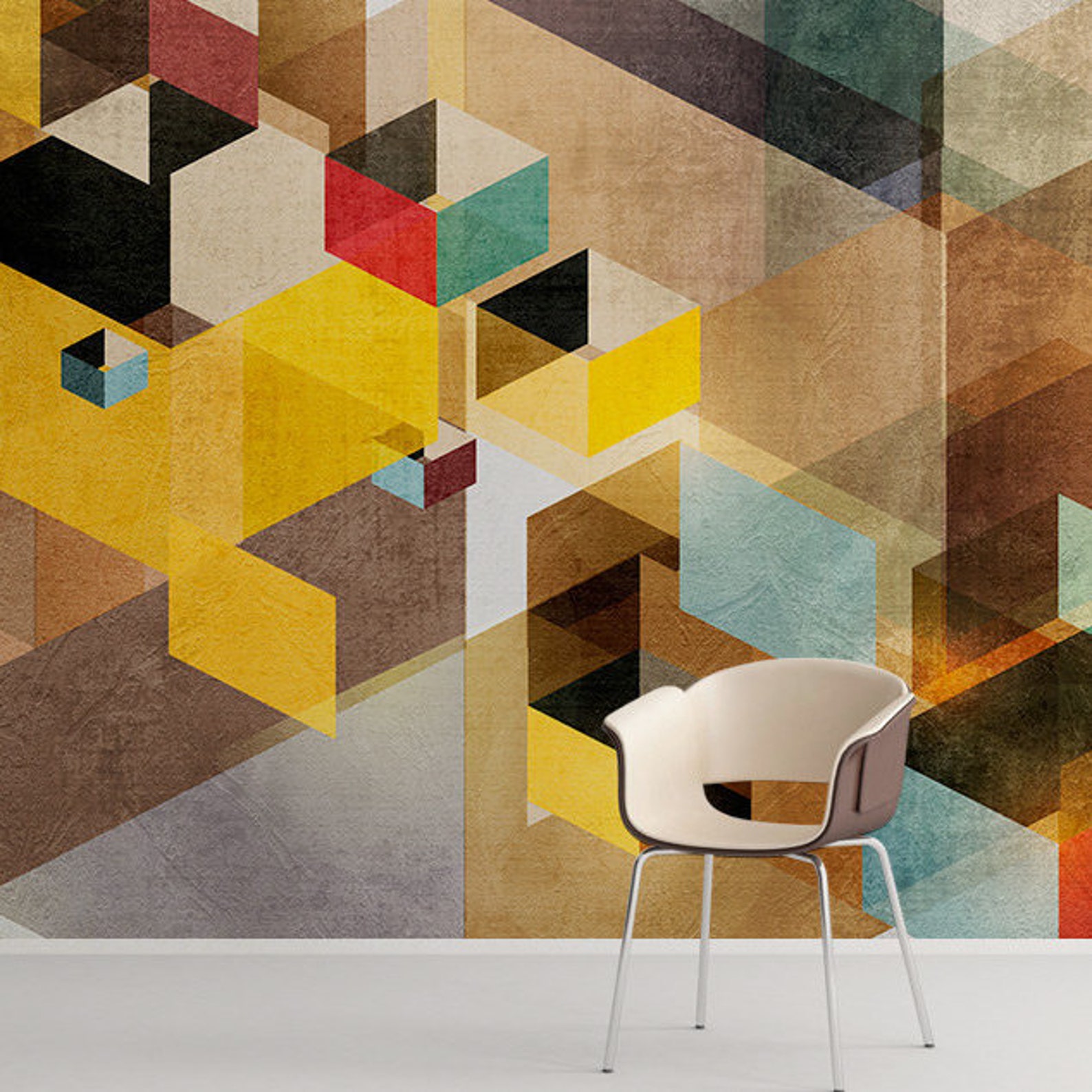 Wall Mural Mid Century Modern Repositionable Adhesive Etsy Australia