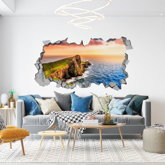 Sunset Cliff 3d Wall Art Broken Wall 3d Wall Stickers Wall Sticker