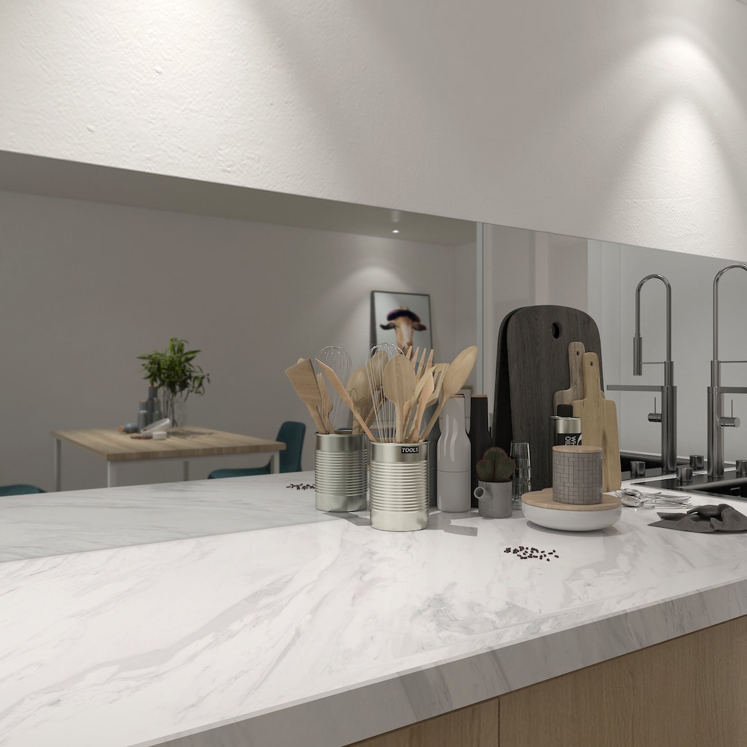 Backsplash Silver Mirror, Kitchen Wall Decor, Mirror Wall Panel