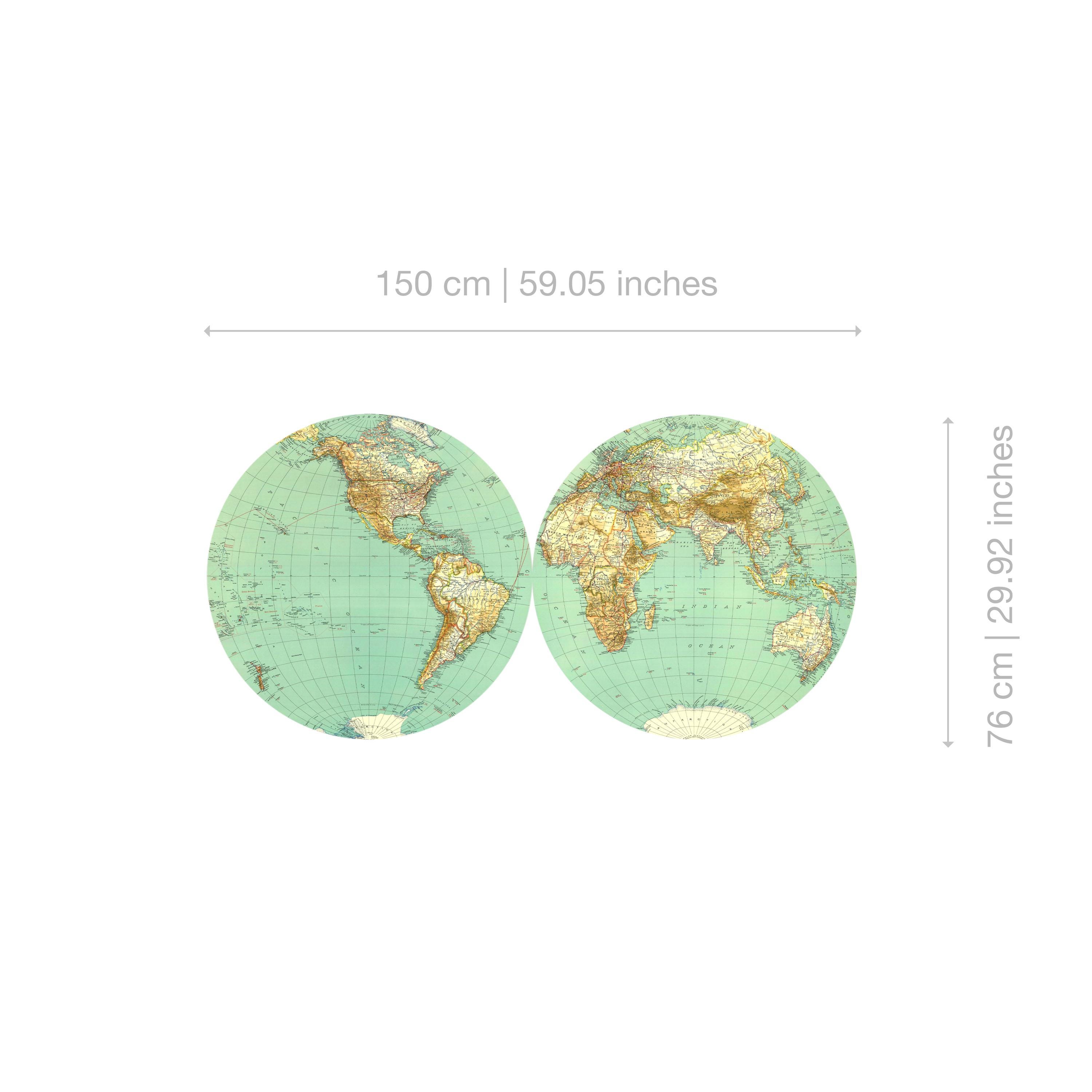 World Map Vintage Decal - Large World Map Retro Vinyl Wall Sticker ...