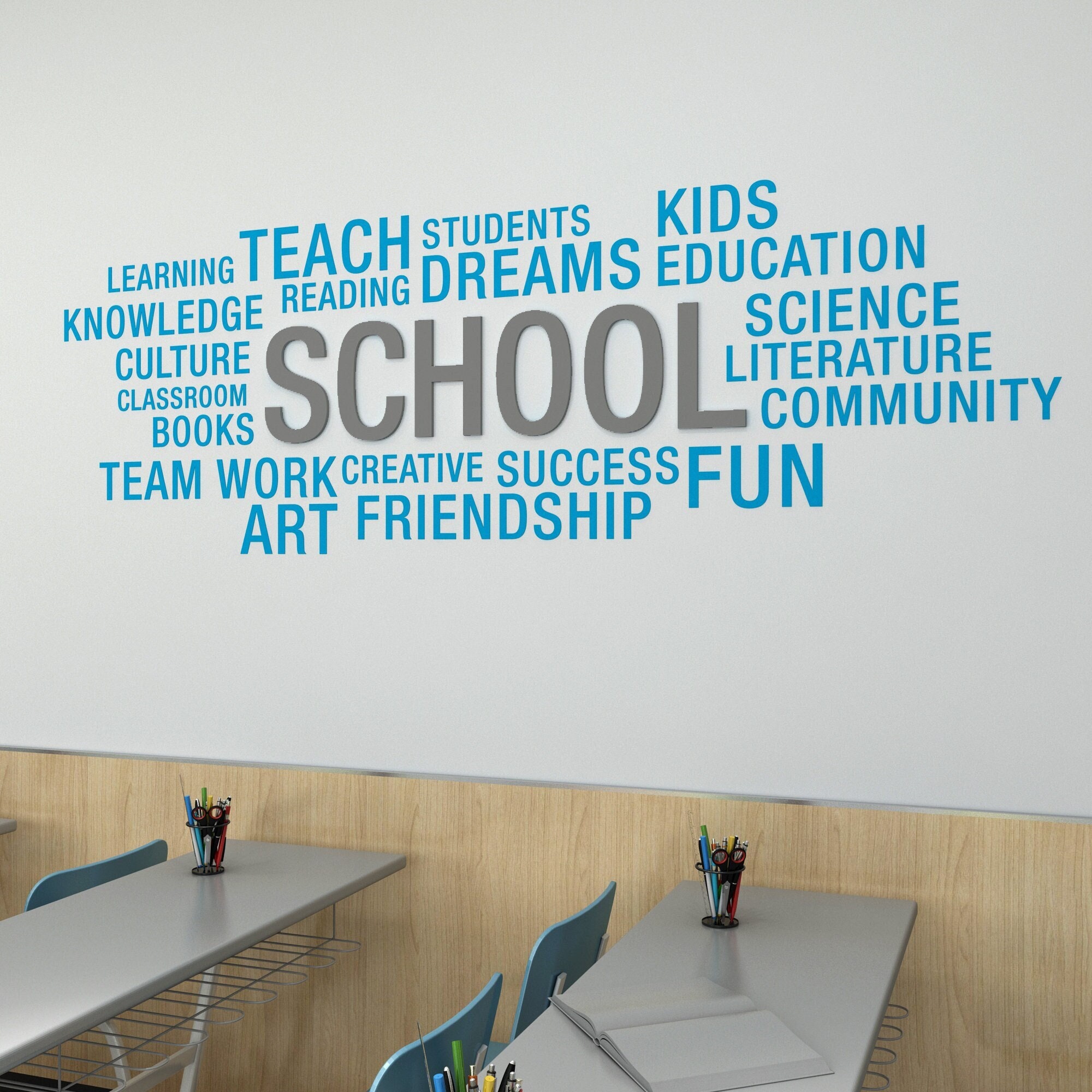 School Word Cloud, Inspirational Words Wall Art, Vinyl Decal
