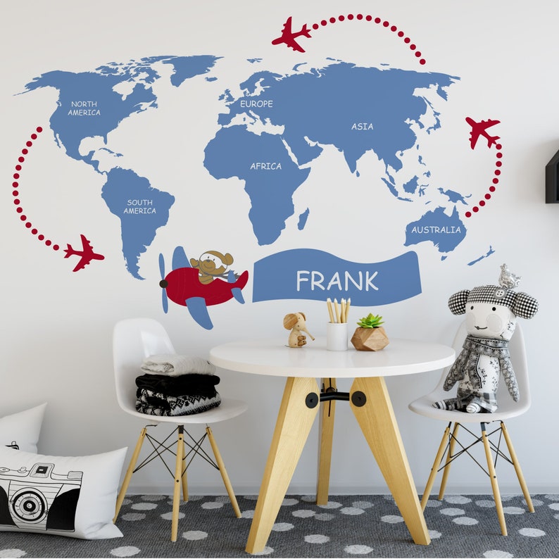 Nursery World Map Kids World Map Decal World Map Wall Etsy Canada