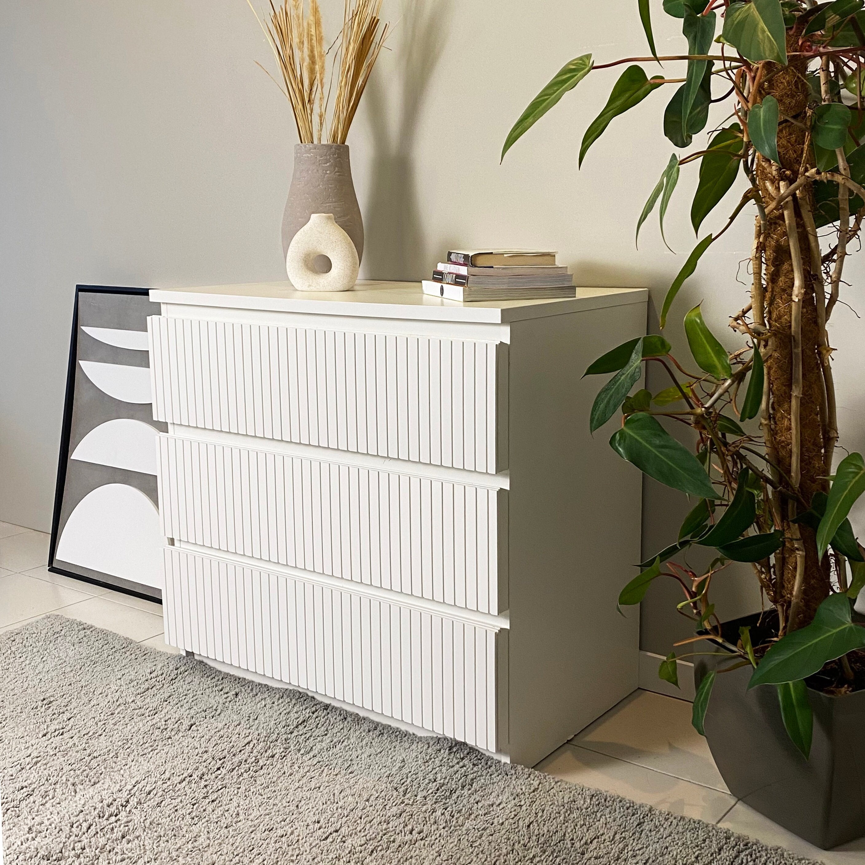 Wooden dresser overlays with rattan pattern for IKEA® malm