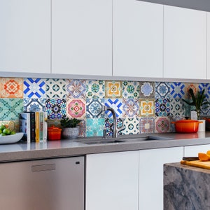 Traditional Spanish Tiles Stickers Tiles Decals Tiles for Kitchen Backsplash or Bathroom Home Carrelage PACK of 32 SKU:SPANTILES image 4