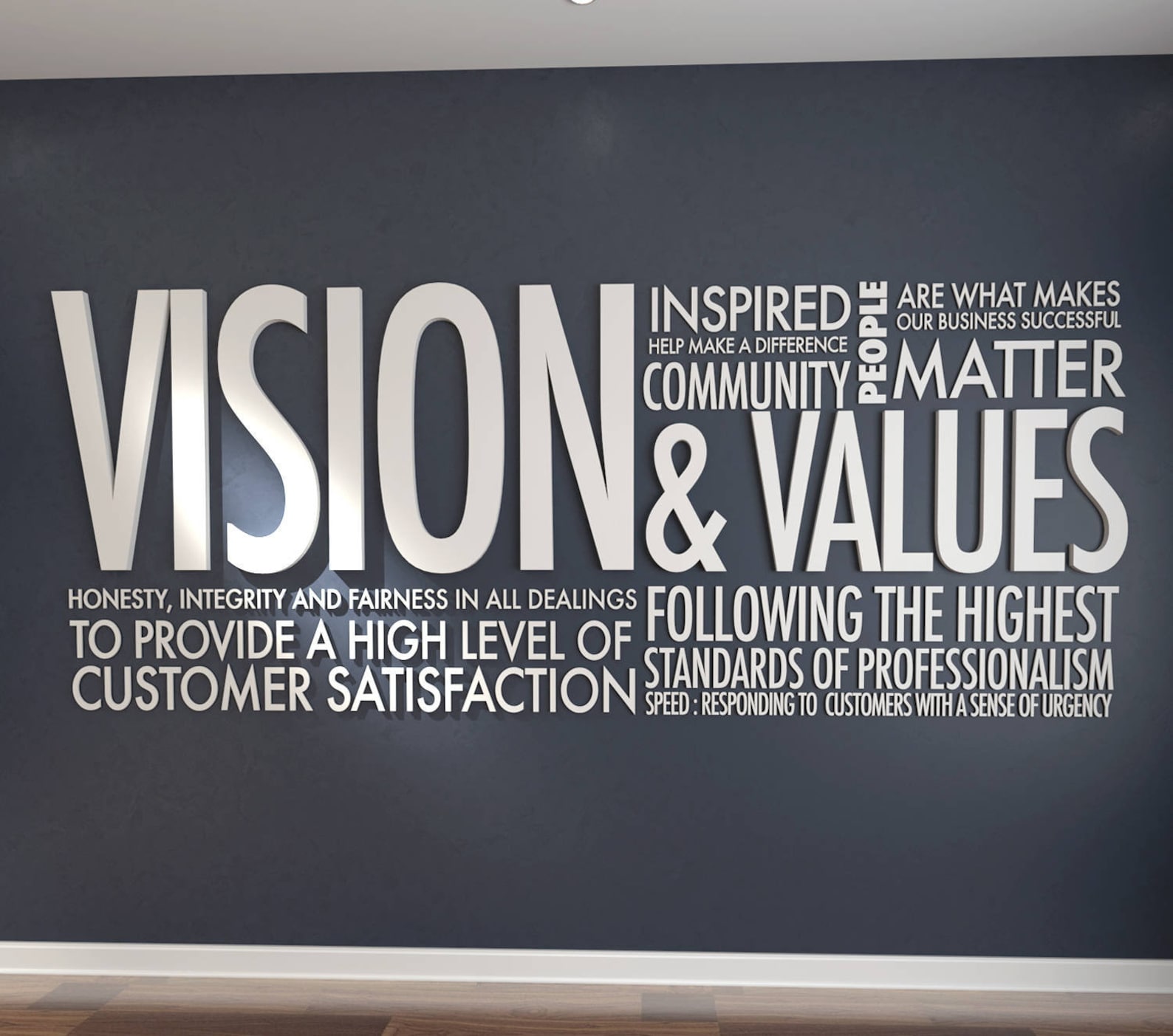 Vision & Values - 3D Letters - Office Wall Art - Wall Decal - Wall ...