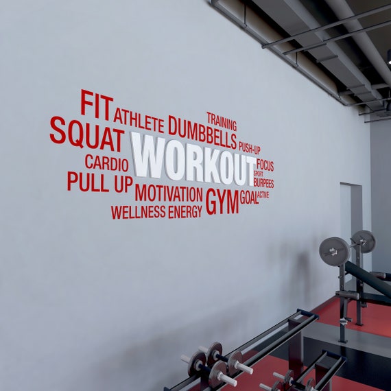 Workout Word Cloud Gym Decor Workout Wall Art Gym Decor Ideas Gym Exercise Stickers Gym Decoration SKU WOKW Etsy UK
