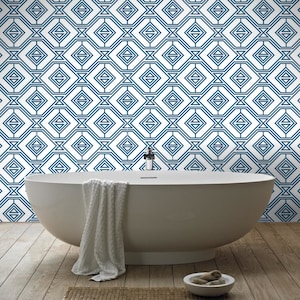 Geometric Futuristic Blue Tile - Blue Pattern- Tile Stickers- Mosaic Tiles - Peel and Stick Tile - Pack of 10 - SKU:BLGE