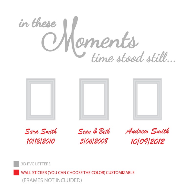 In these moments time stood still Family Gallery Wall Wall Art 3D Letters Wall Vinyl SKU:MOMT image 3