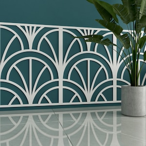 Pannelli decorativi geometrici Art Déco 3D, pannelli murali 3D, pannelli murali decorativi vintage, kit modanature murali, SKU:ARRW