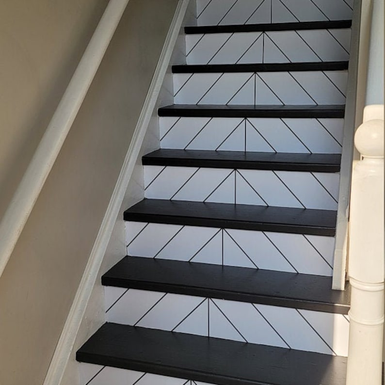White Stair Riser Black Stair Riser Stickers Escalier Vinyl Etsy
