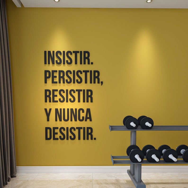 Insistir Persistir, Resistir Nunca Desistir, Arte de la Pared del Gimnasio, Signo de Cita Motivacional, SKU:IPRY image 1