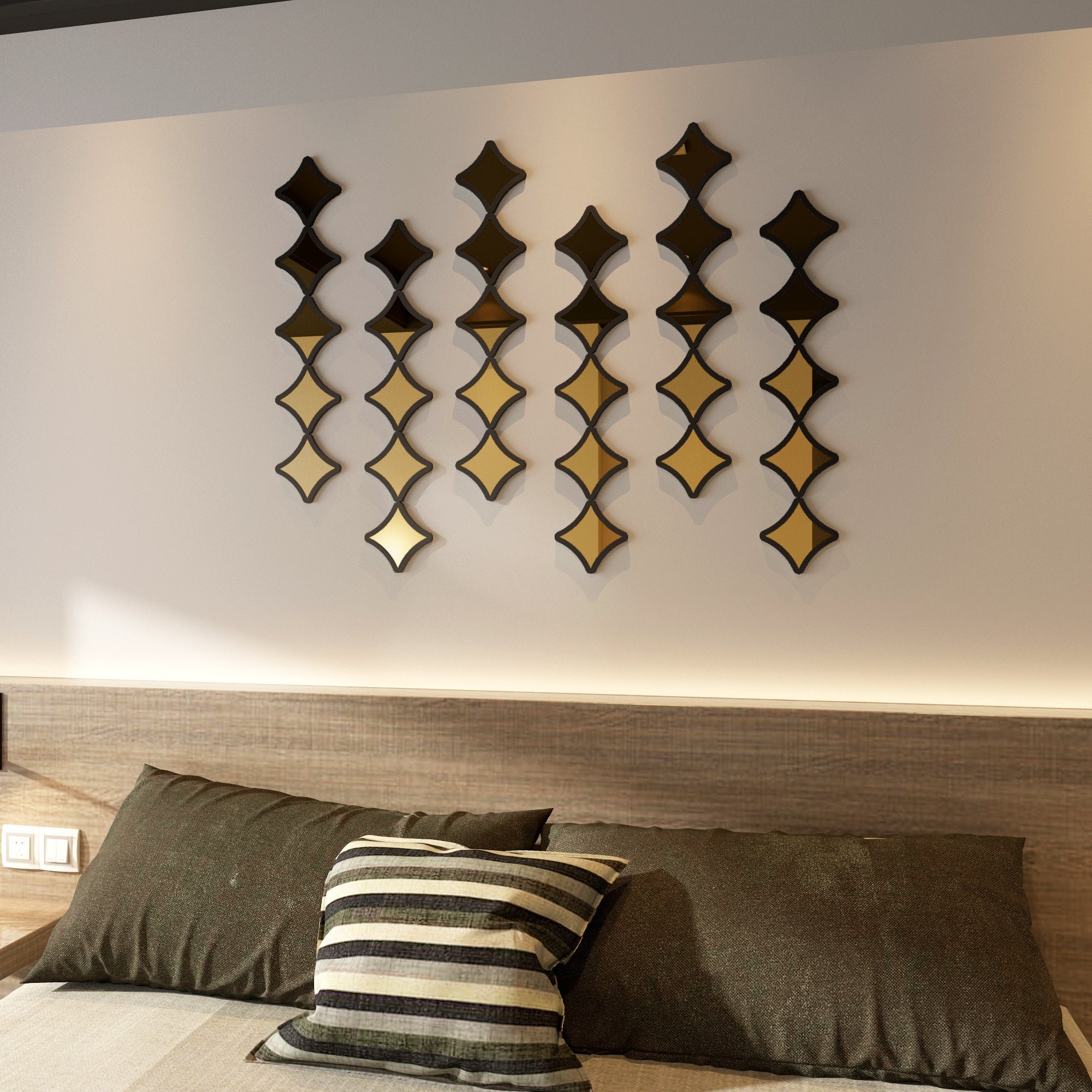 Stars PVC and Mirror Wall Panels, 3D Mirrored Star, Aesthetic Home Wall