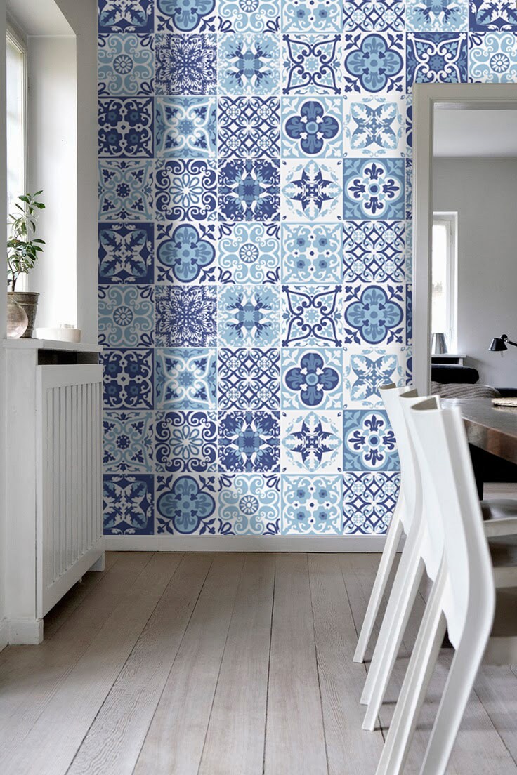 RoyalWallSkins Portuguese Tile Decals 4x4 Inch - Set Of 16 - Self Adhesive Peel - View #8