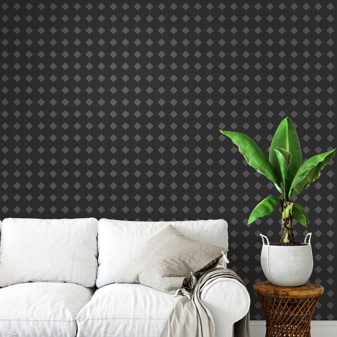 Black and Gray Removable Wallpaper / Patterned Wallpaper / Etsy