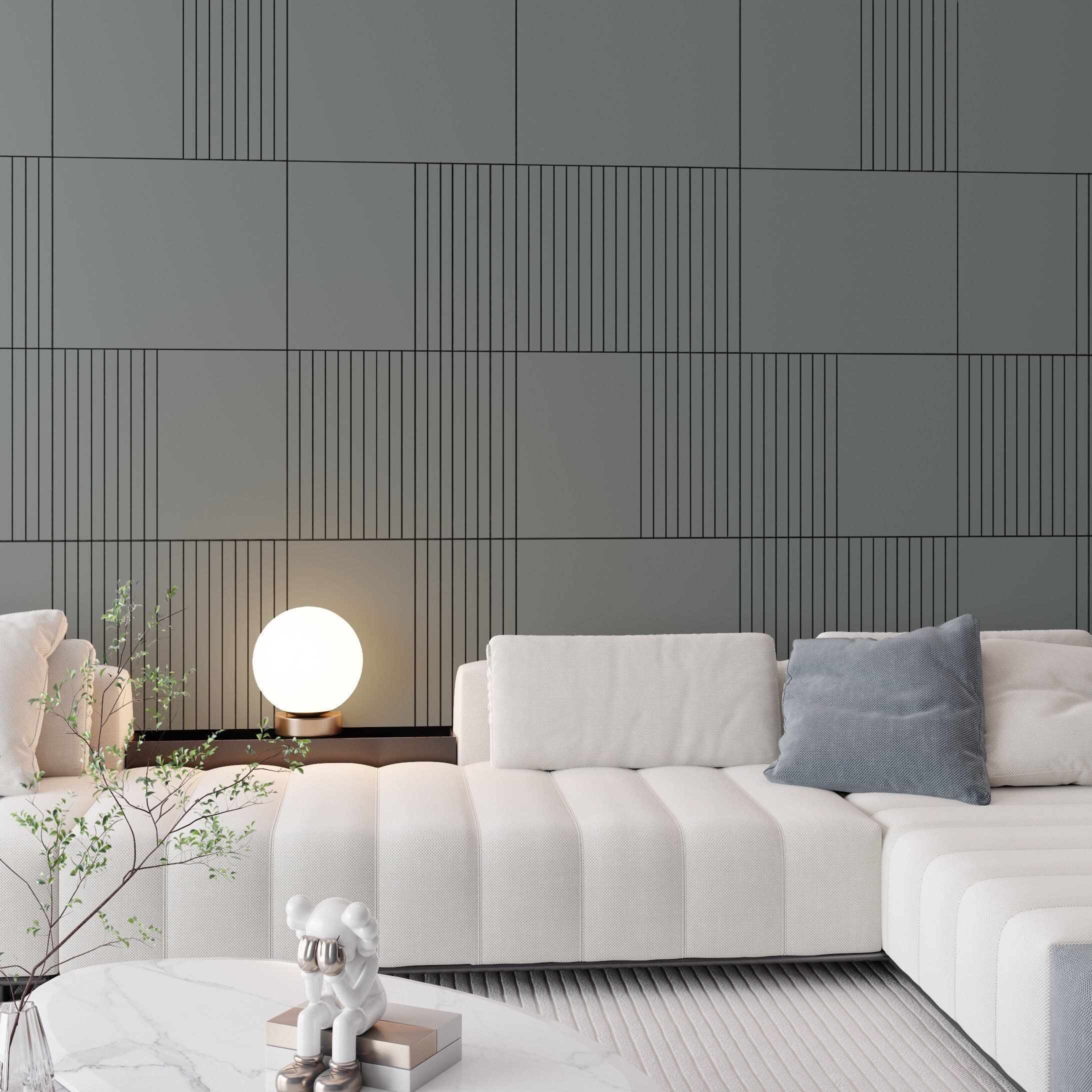 Middle Grey Decorative Panels, 3D Wall Cladding, Accent Wall