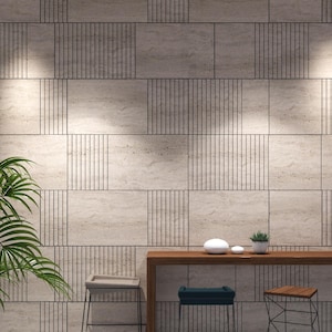 Travertine Imitation Wall Panels, Beige Marble Accent Wall, Marble Tv Wall Unit, Easy Installation, Pack of 17, SKU:TRJL
