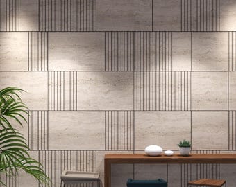 Travertine Imitation Wall Panels, Beige Marble Accent Wall, Marble Tv Wall Unit, Easy Installation, Pack of 17, SKU:TRJL