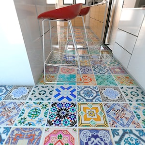 Spanish Tiles - Flooring - Floor Tiles - Floor Vinyl - Tile Stickers - Tile Decals - bathroom tile decal - kitchen tiles 32 - SKU:SpTiFl