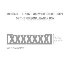 May include: A gray rectangular box with a decorative pattern. The box is 6.37 inches tall and can be personalized with up to 7 characters.  Indicate the name you wish to customize on the personalization box.