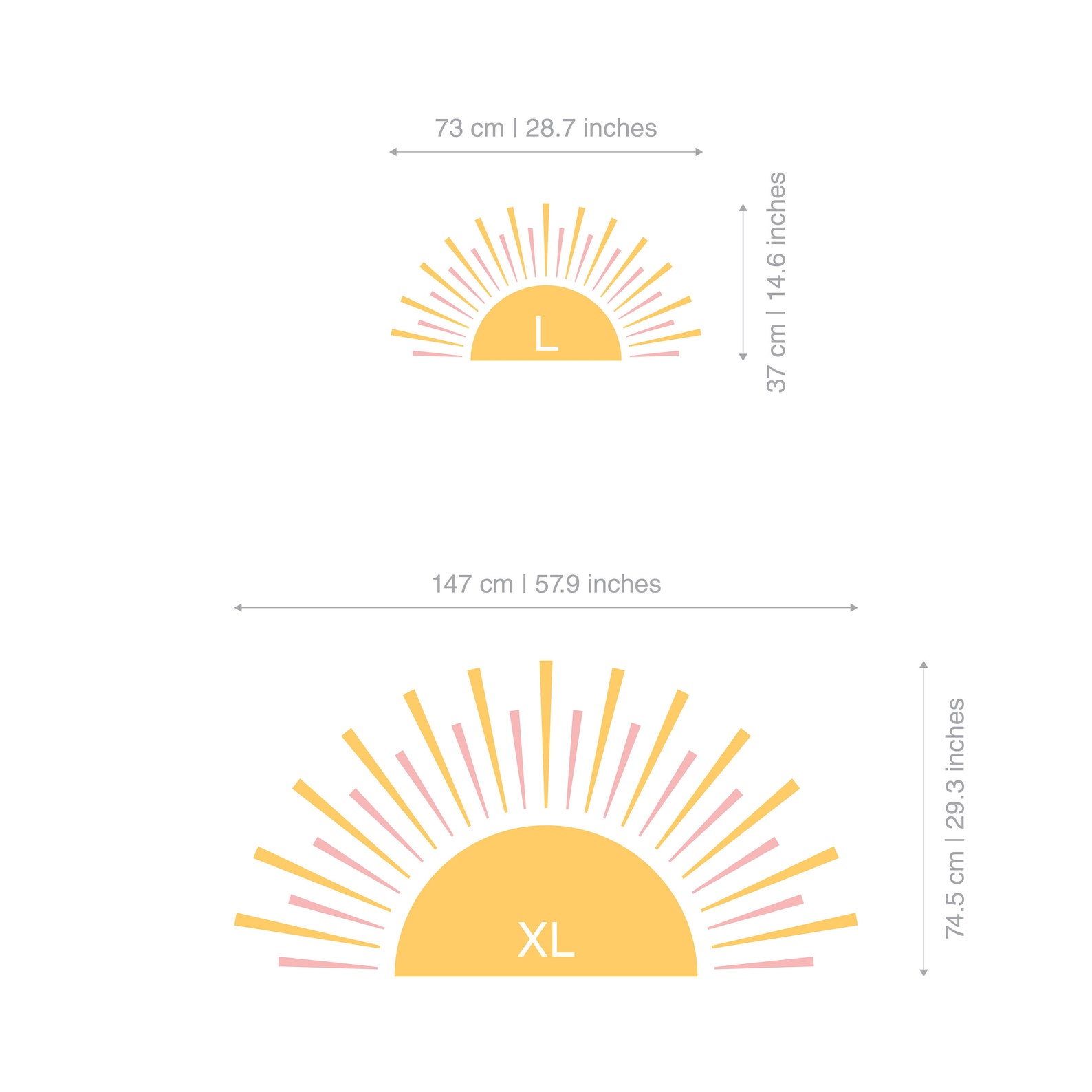 Rising Sun Wall Decal Half Sun Scandinavian Nursery Boho Etsy