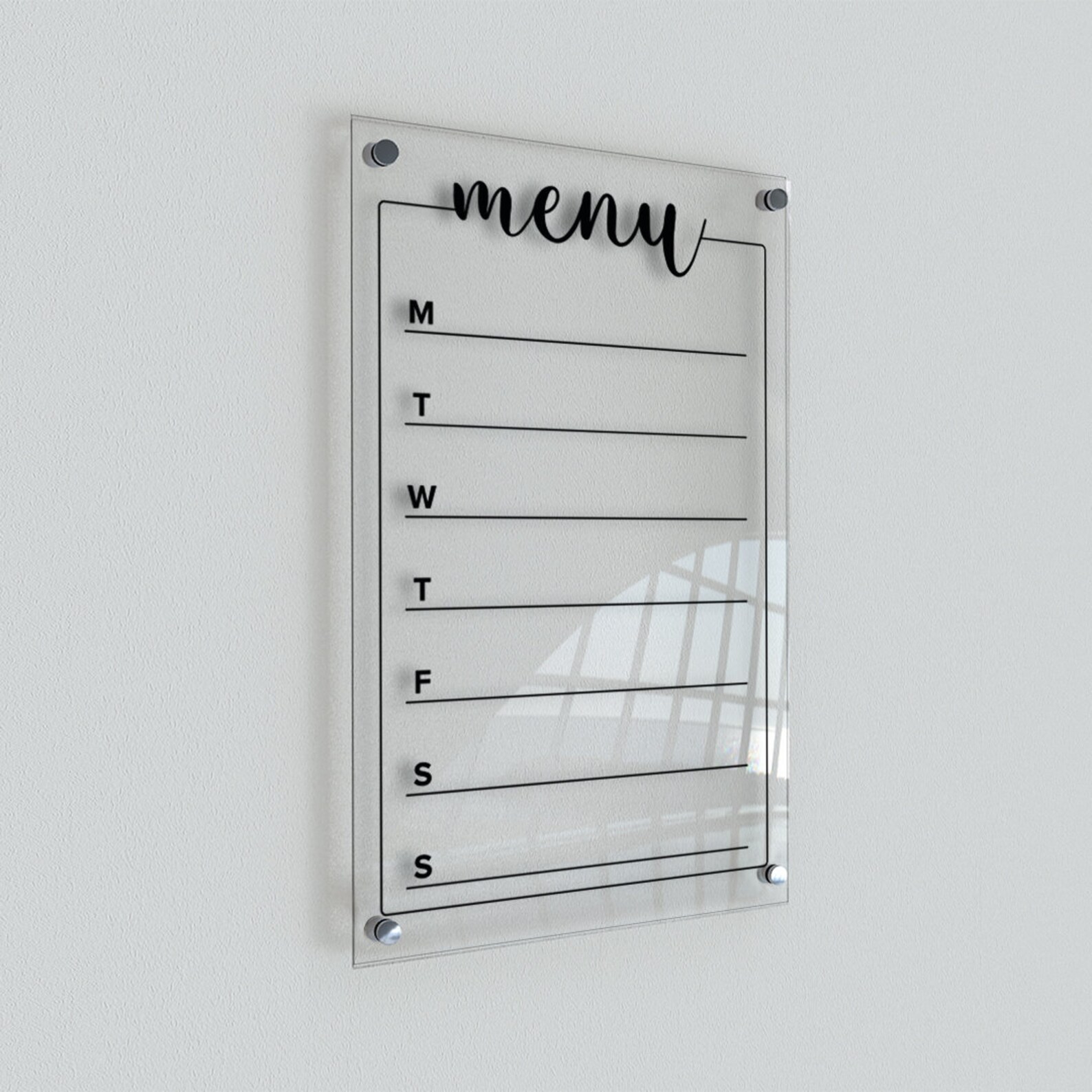Acrylic Menu Board Meal Planner Weekly Acrylic Calendar Etsy