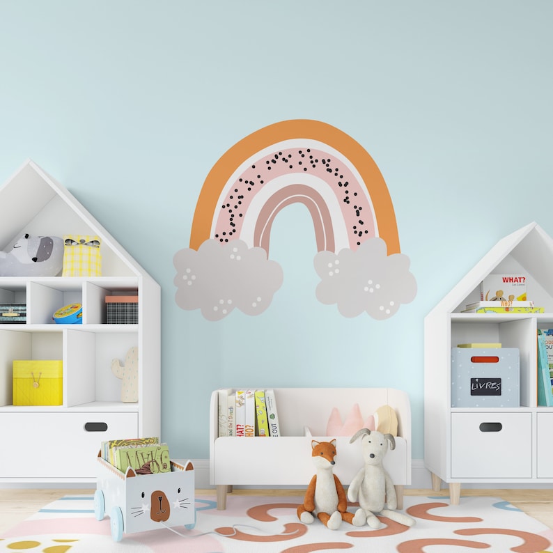 Big Rainbow Wall Decal Boho Rainbow Kids Room Wall Decals | Etsy