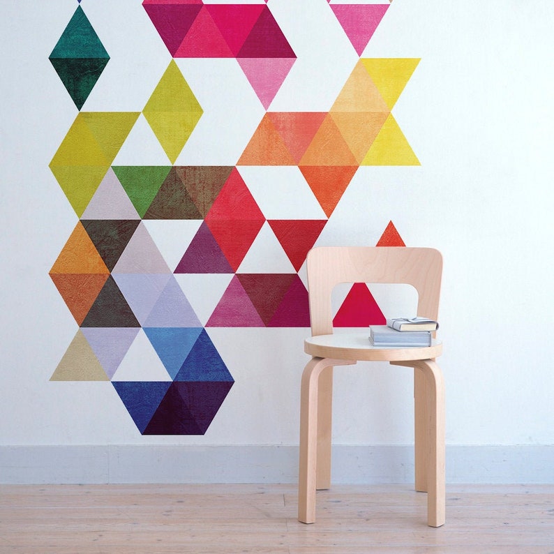 Colored Triangles Mid Century Modern Danish Modernist Stickers Decals SKU:COLORTRIMIDMODERST image 1