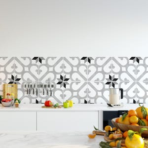 Patterned Tile Stickers Diana, Peel and Stick Tile Decals, Kitchen Backsplash Stickers, Removable Vinyl Tiles, SKU:RT32