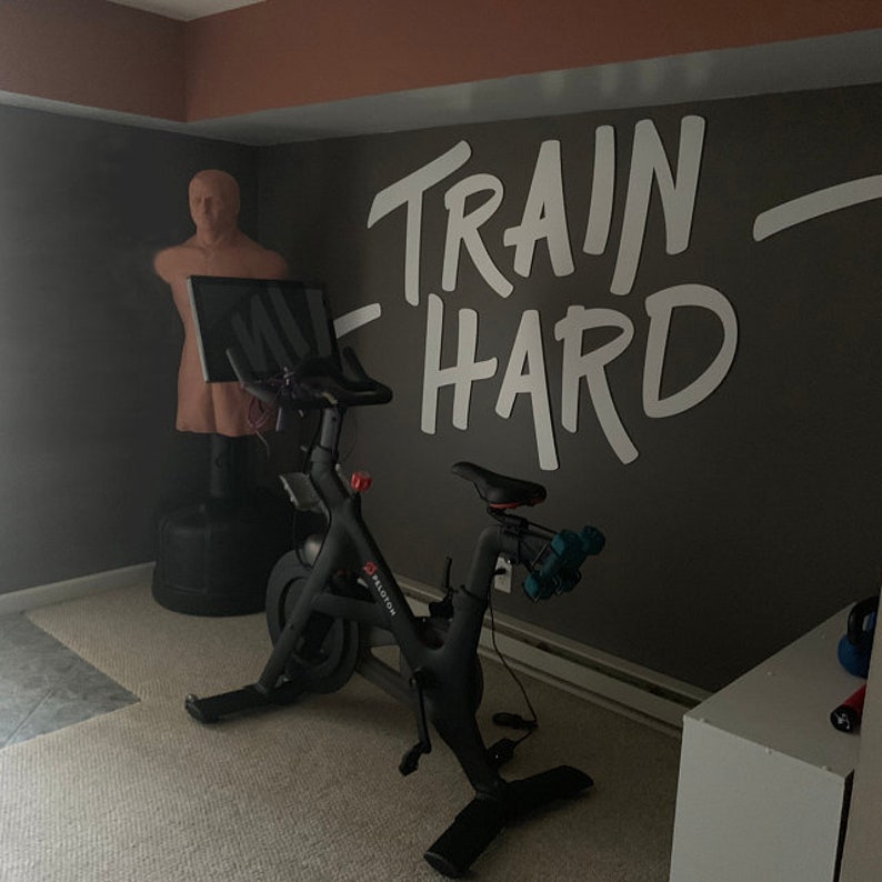 Train Hard Wall Hangings Signs Gym Decor Gym Wall Art Etsy UK