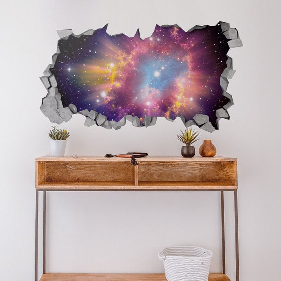 Cosmic Broken Wall Decal - 3d Wallpaper - 3d wall decals - 3d printed - 3d wall art - 3d art - Wall Sticker - Wall Decal - SKU: COS3DM